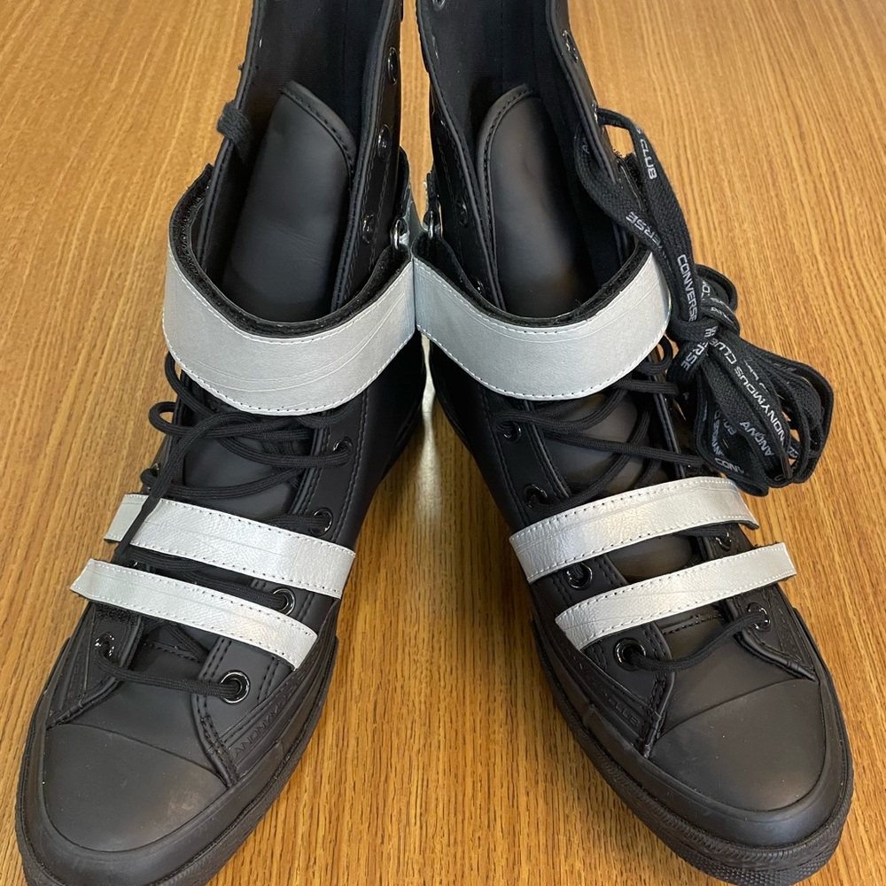 Converse Black High-Top Sneakers with Silver Straps Club Anonymous NWOB